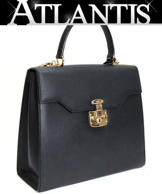 GUCCI Lady Lock 2-Way Medium Leather Bag Black Size ONE SIZE