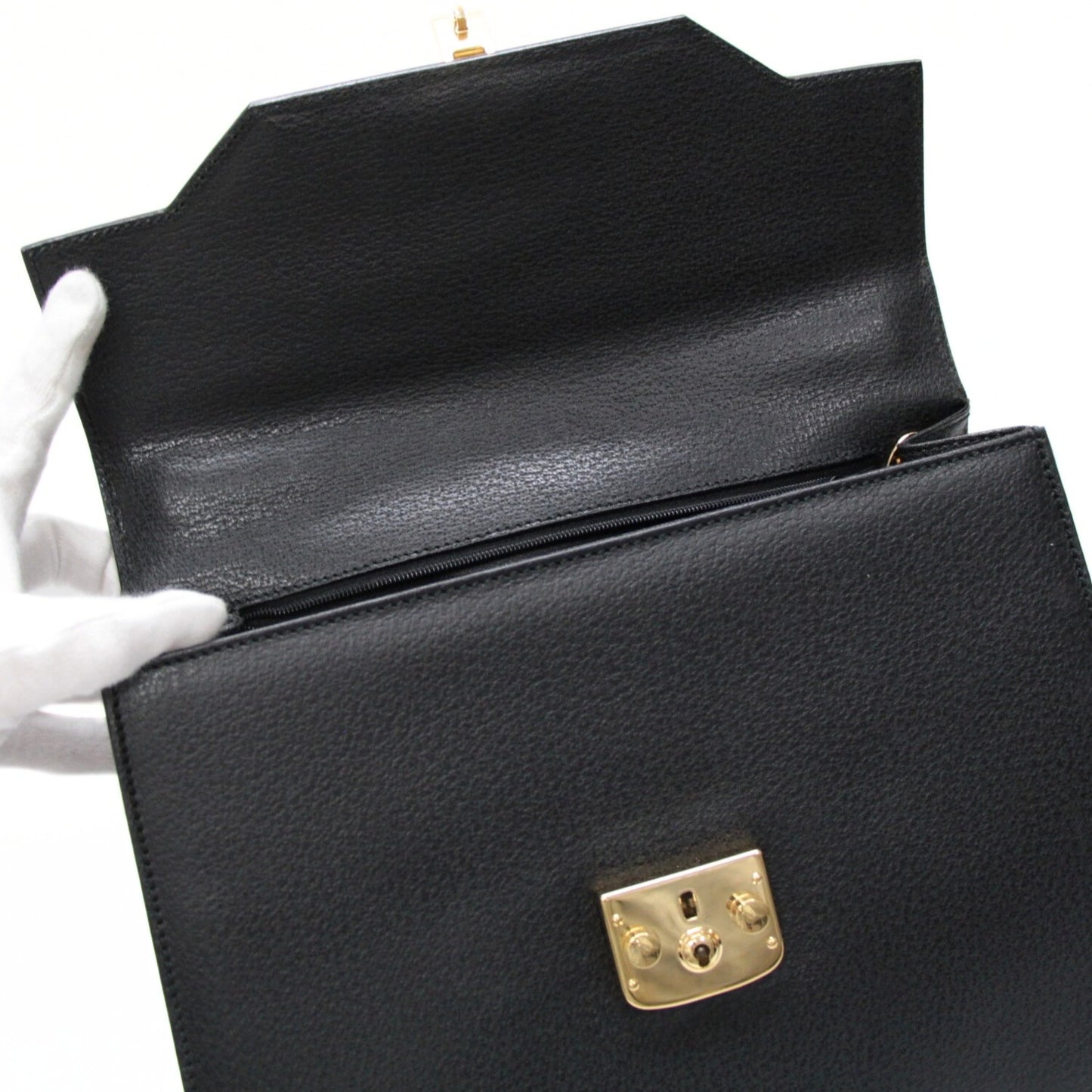 GUCCI Lady Lock 2-Way Medium Leather Bag Black Size ONE SIZE