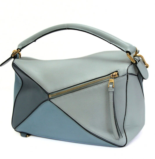LOEWE Medium Puzzle Leather 2-Way Bag Blue Size ONE SIZE