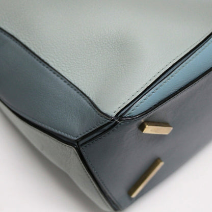 LOEWE Medium Puzzle Leather 2-Way Bag Blue Size ONE SIZE