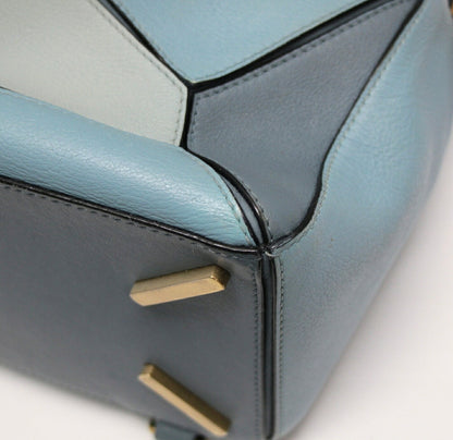LOEWE Medium Puzzle Leather 2-Way Bag Blue Size ONE SIZE