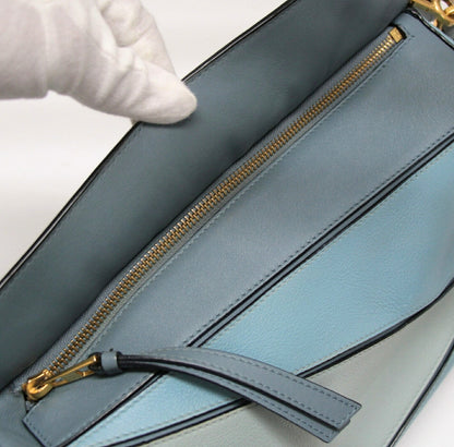 LOEWE Medium Puzzle Leather 2-Way Bag Blue Size ONE SIZE