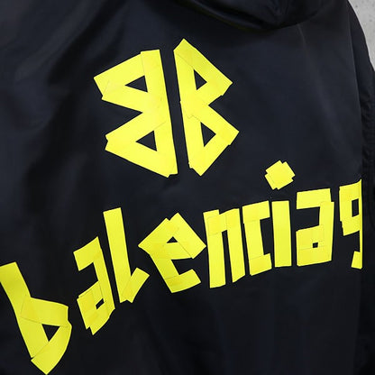BALENCIAGA 2024 Tape Type Hooded Bomber Jacket Black Size 1