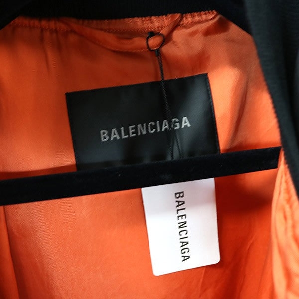 BALENCIAGA 2024 Tape Type Hooded Bomber Jacket Black Size 1