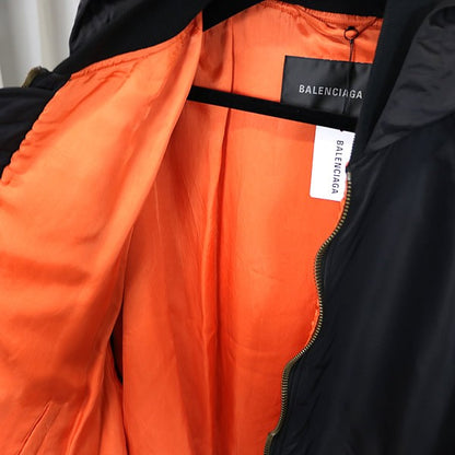 BALENCIAGA 2024 Tape Type Hooded Bomber Jacket Black Size 1