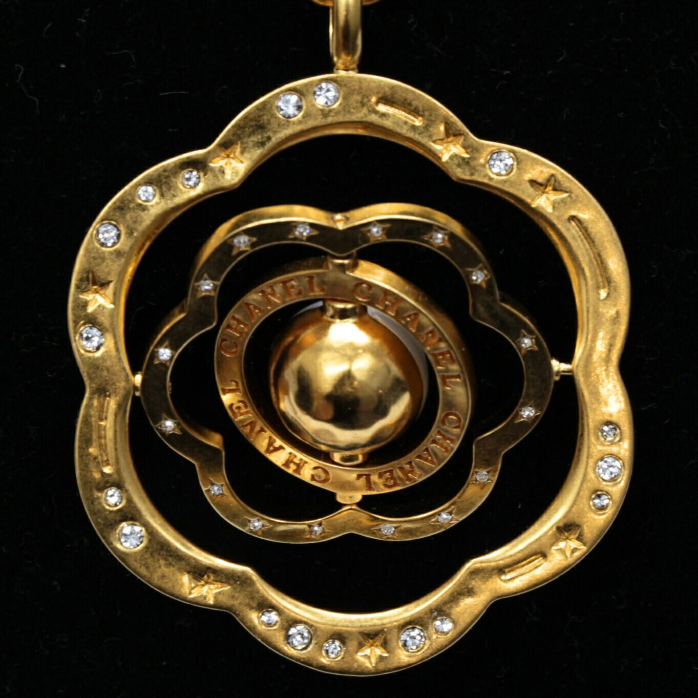 CHANEL Camellia Coco Mark Faux Necklace Gold Size ONE SIZE