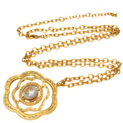 CHANEL Camellia Coco Mark Faux Necklace Gold Size ONE SIZE