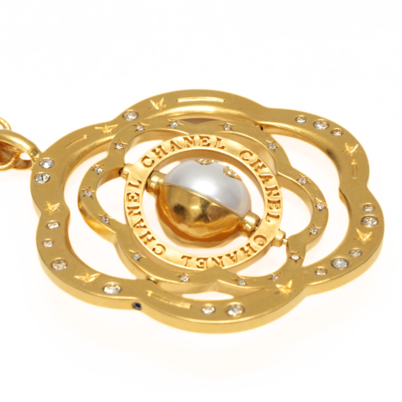 CHANEL Camellia Coco Mark Faux Necklace Gold Size ONE SIZE