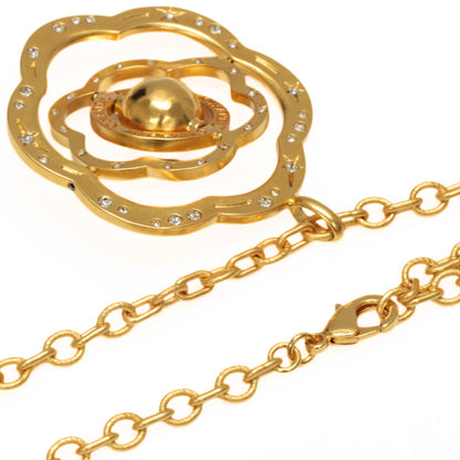 CHANEL Camellia Coco Mark Faux Necklace Gold Size ONE SIZE
