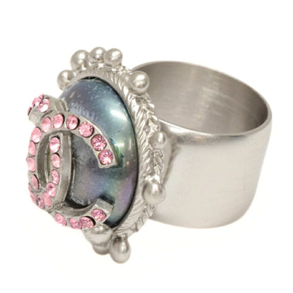 CHANEL Sparkling Coco Mark Pink Tone Ring Size ONE SIZE