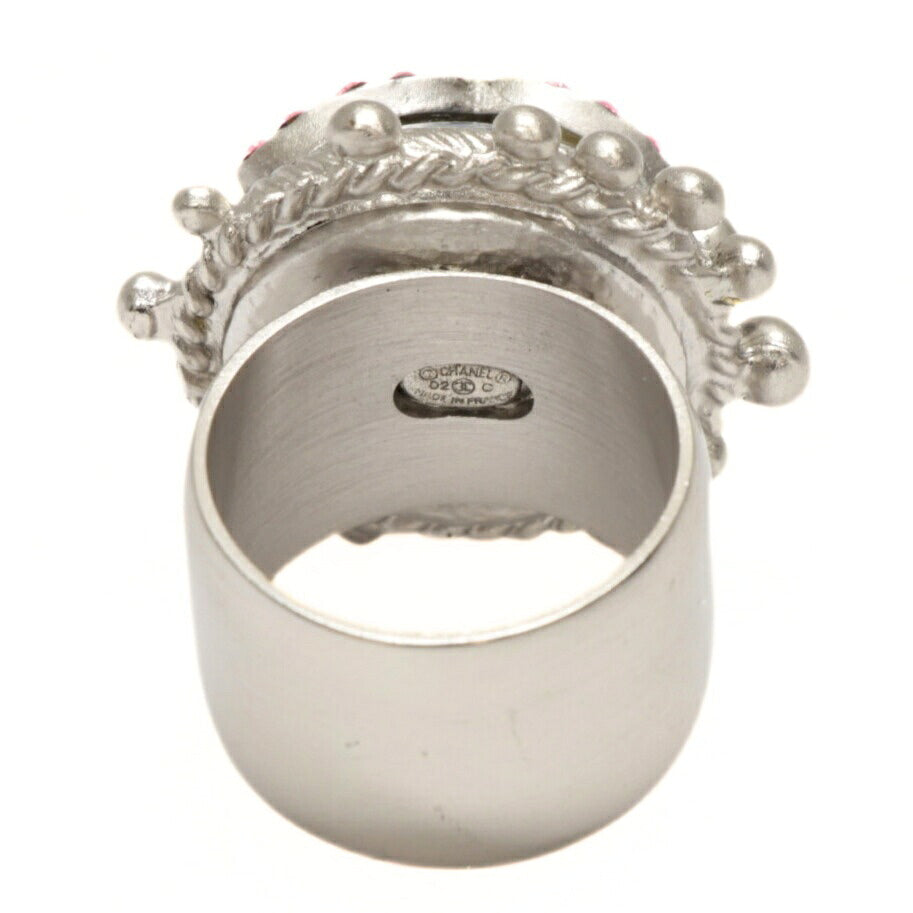 CHANEL Sparkling Coco Mark Pink Tone Ring Size ONE SIZE