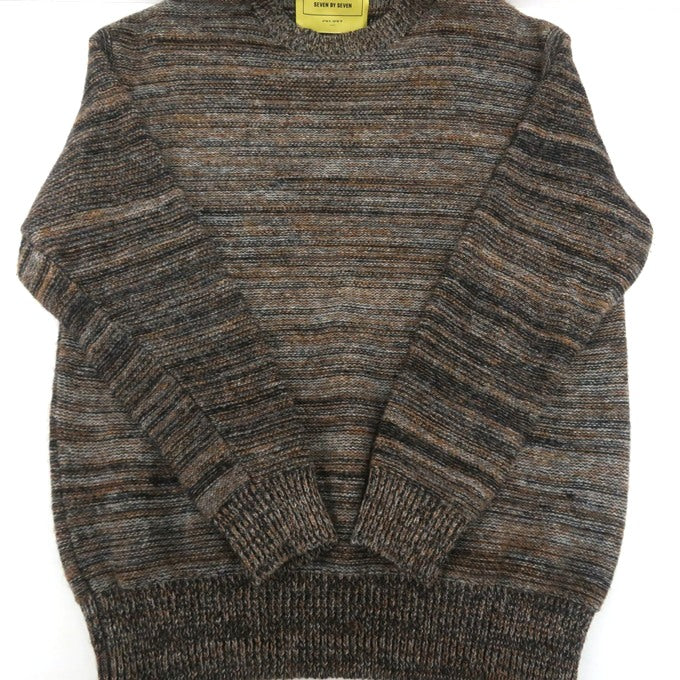 SEVEN BY SEVEN Wool Crewneck Knit Brown Size M