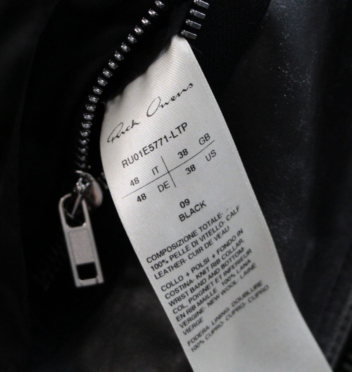 RICK OWENS 25SS Bauhaus Flight Leather Jacket Size 48