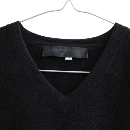 CHROME HEARTS Cashmere V-Neck Sleeve Logo Sweater Size L