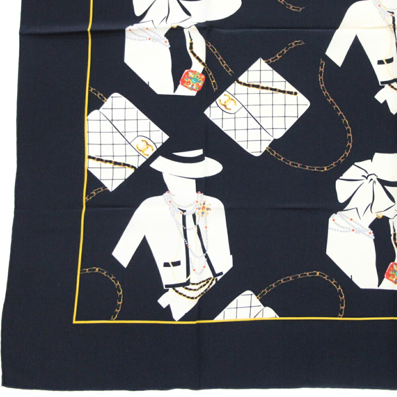 CHANEL Mademoiselle Matelasse Silk Bag Black Size ONE SIZE