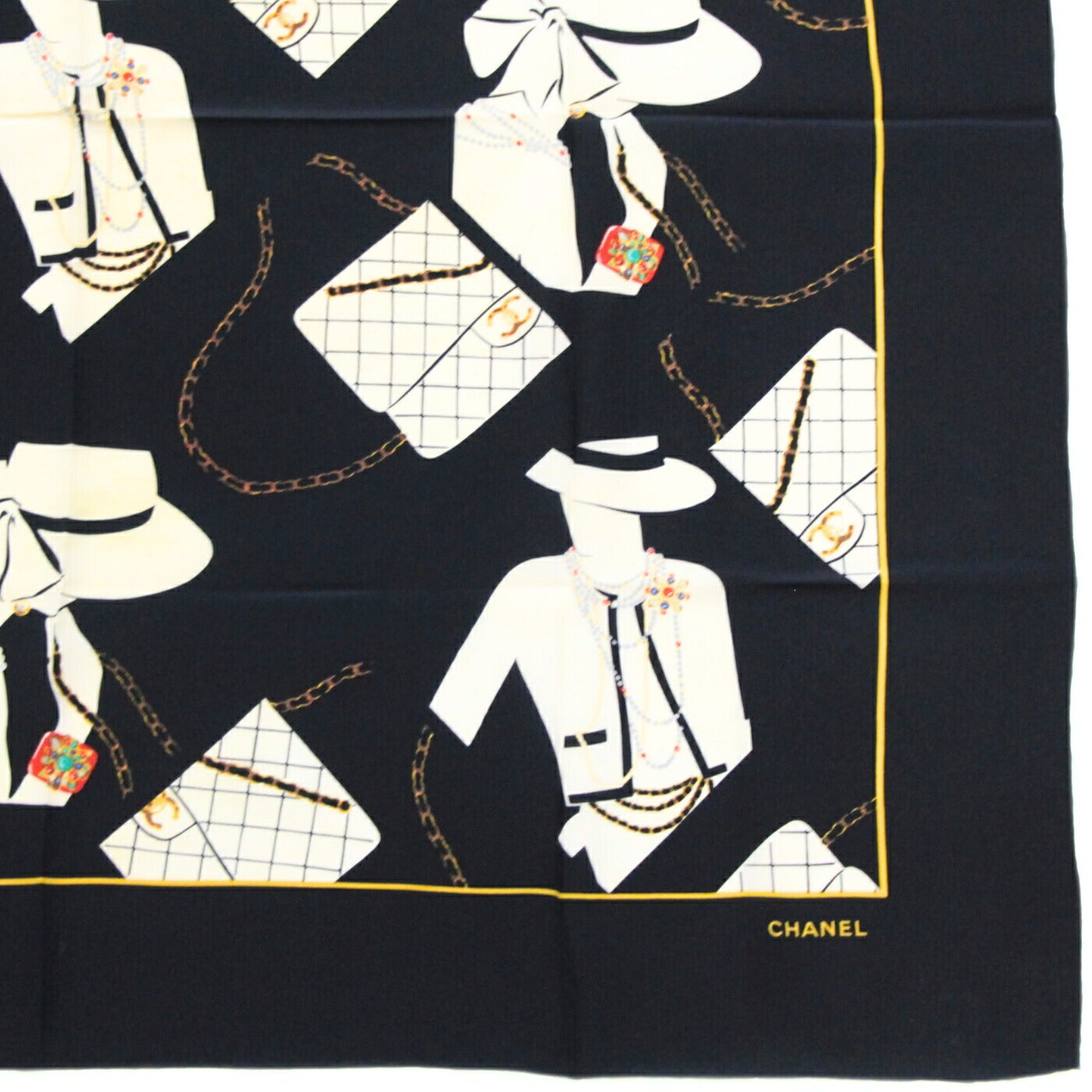 CHANEL Mademoiselle Matelasse Silk Bag Black Size ONE SIZE