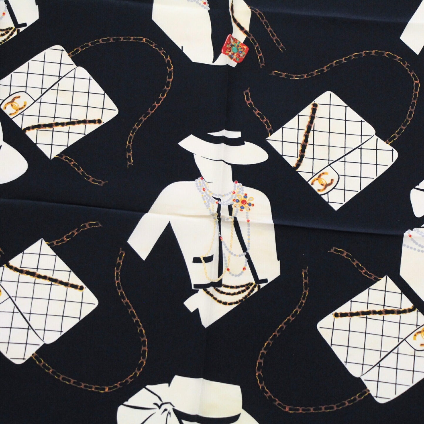 CHANEL Mademoiselle Matelasse Silk Bag Black Size ONE SIZE