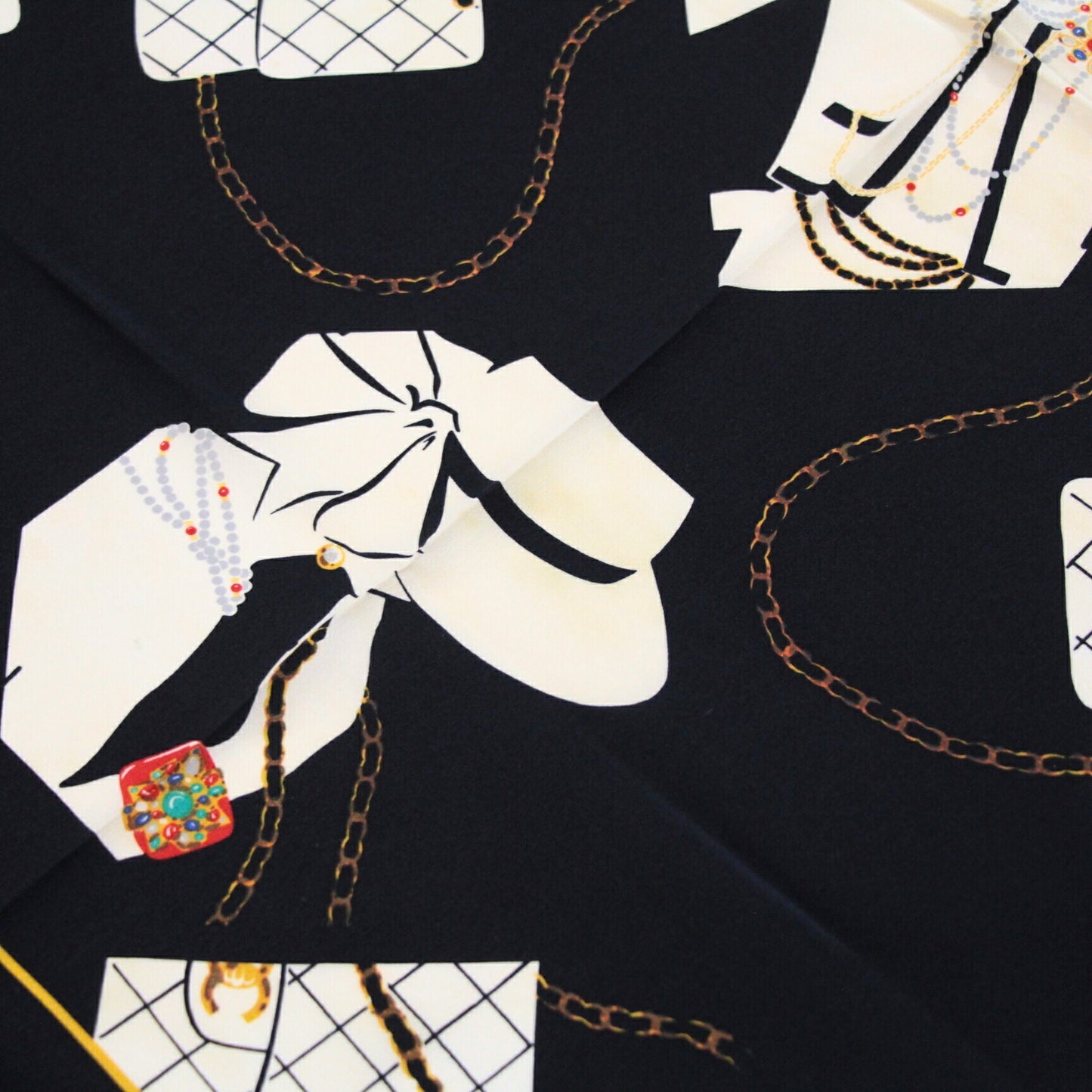 CHANEL Mademoiselle Matelasse Silk Bag Black Size ONE SIZE