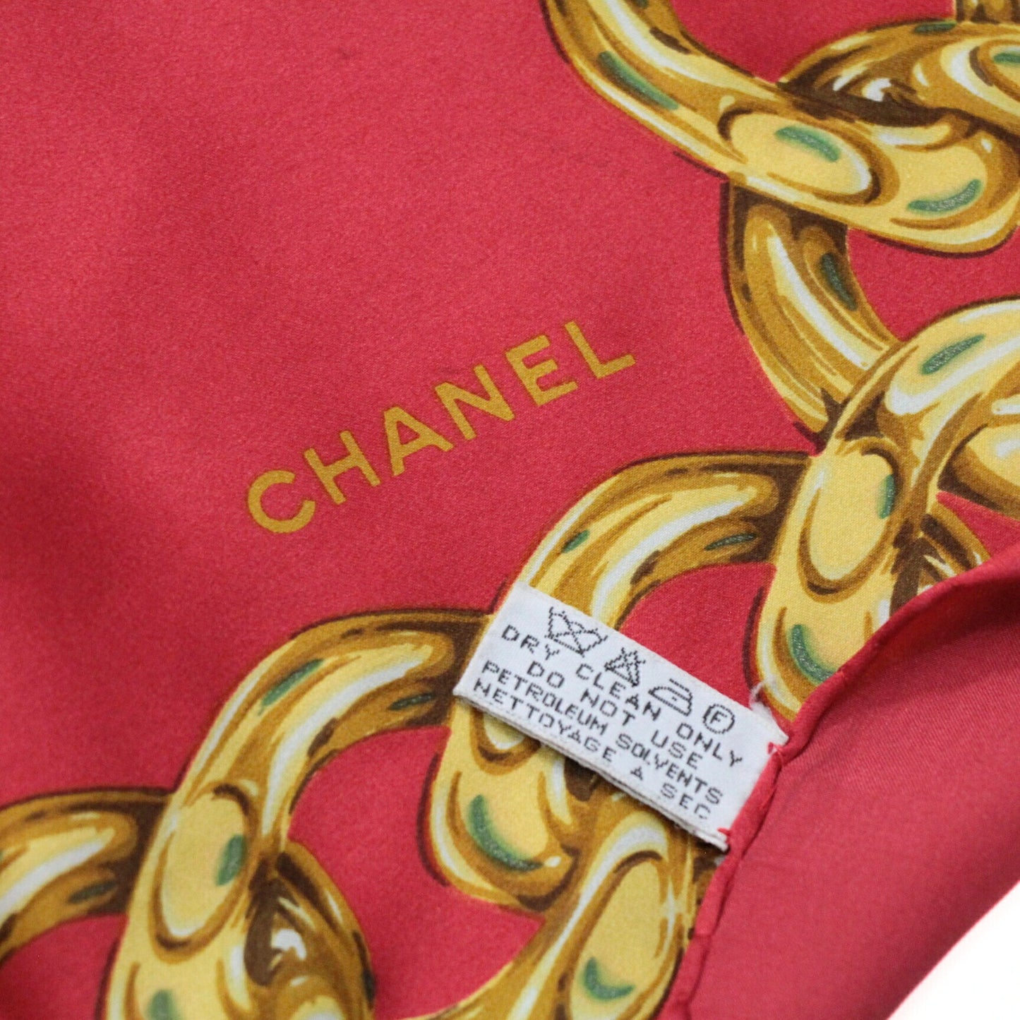 CHANEL Vintage Camellia Coco Mark Scarf Red Size ONE SIZE