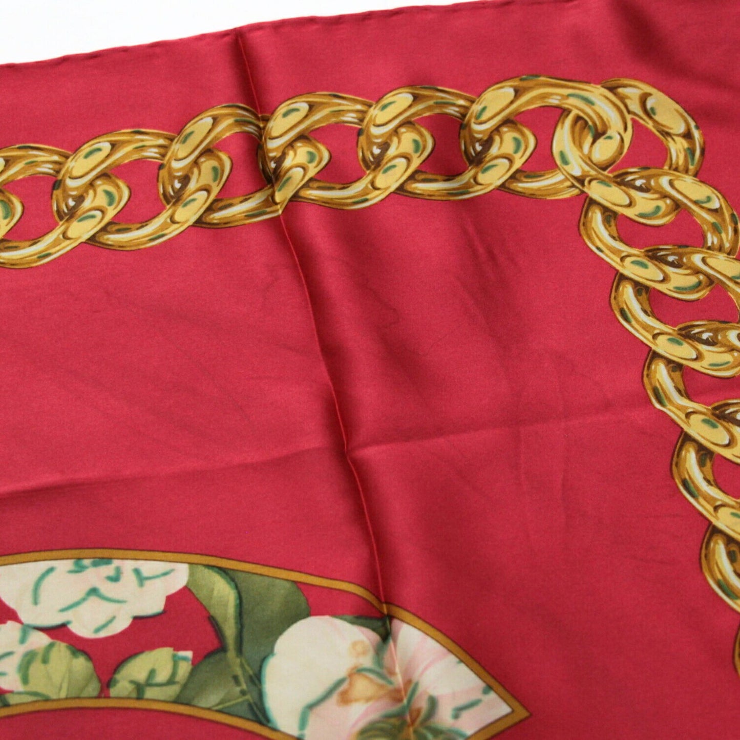 CHANEL Vintage Camellia Coco Mark Scarf Red Size ONE SIZE
