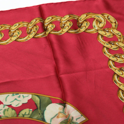 CHANEL Vintage Camellia Coco Mark Scarf Red Size ONE SIZE