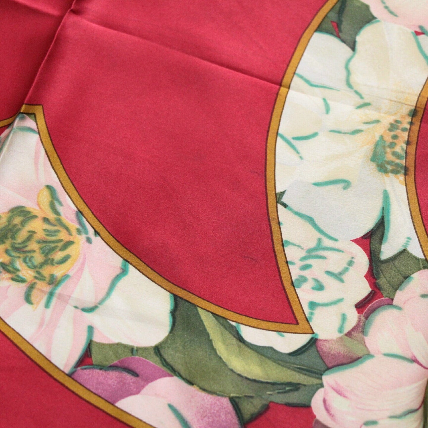 CHANEL Vintage Camellia Coco Mark Scarf Red Size ONE SIZE