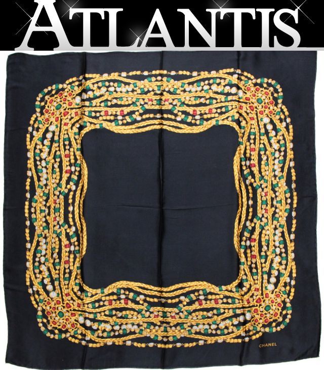 CHANEL Vintage Jewel Twist Chain Scarf Black Size ONE SIZE