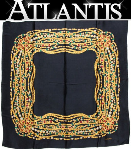 CHANEL Vintage Jewel Twist Chain Scarf Black Size ONE SIZE