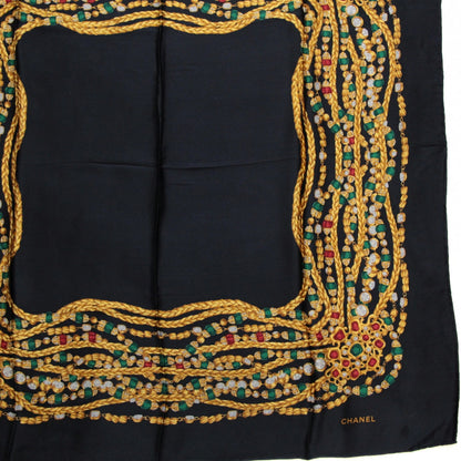 CHANEL Vintage Jewel Twist Chain Scarf Black Size ONE SIZE