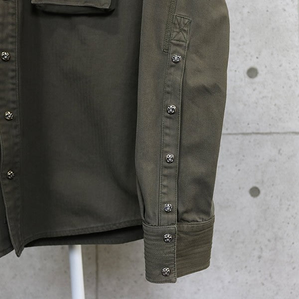 CHROME HEARTS BS Fleur Button Military Shirt Khaki Size XL