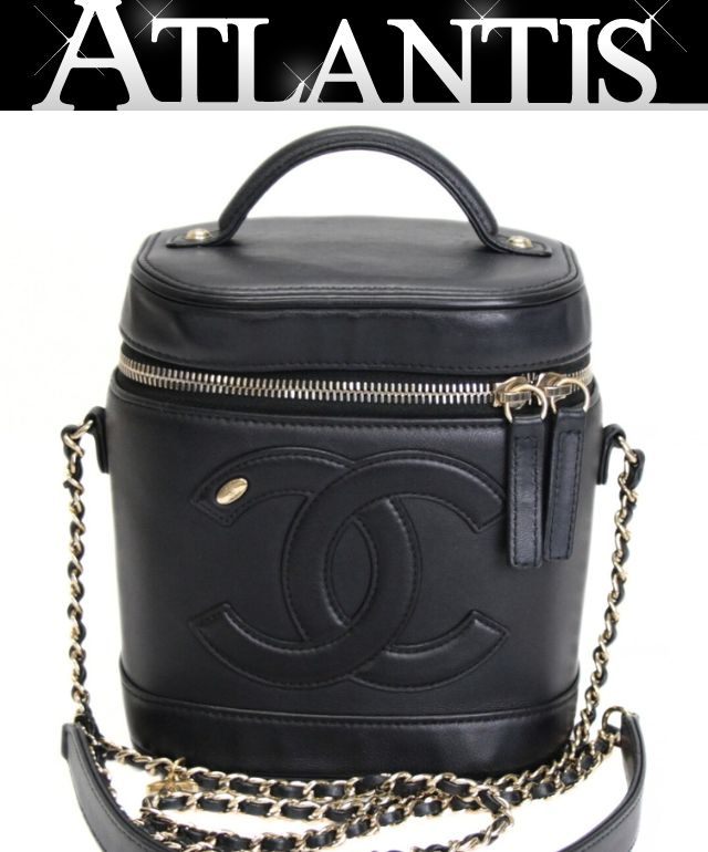 CHANEL Coco Mark Vanity Chain Black Lambskin Shoulder Bag Size ONE SIZE