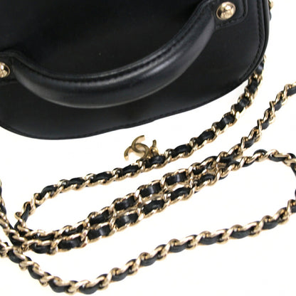CHANEL Coco Mark Vanity Chain Black Lambskin Shoulder Bag Size ONE SIZE