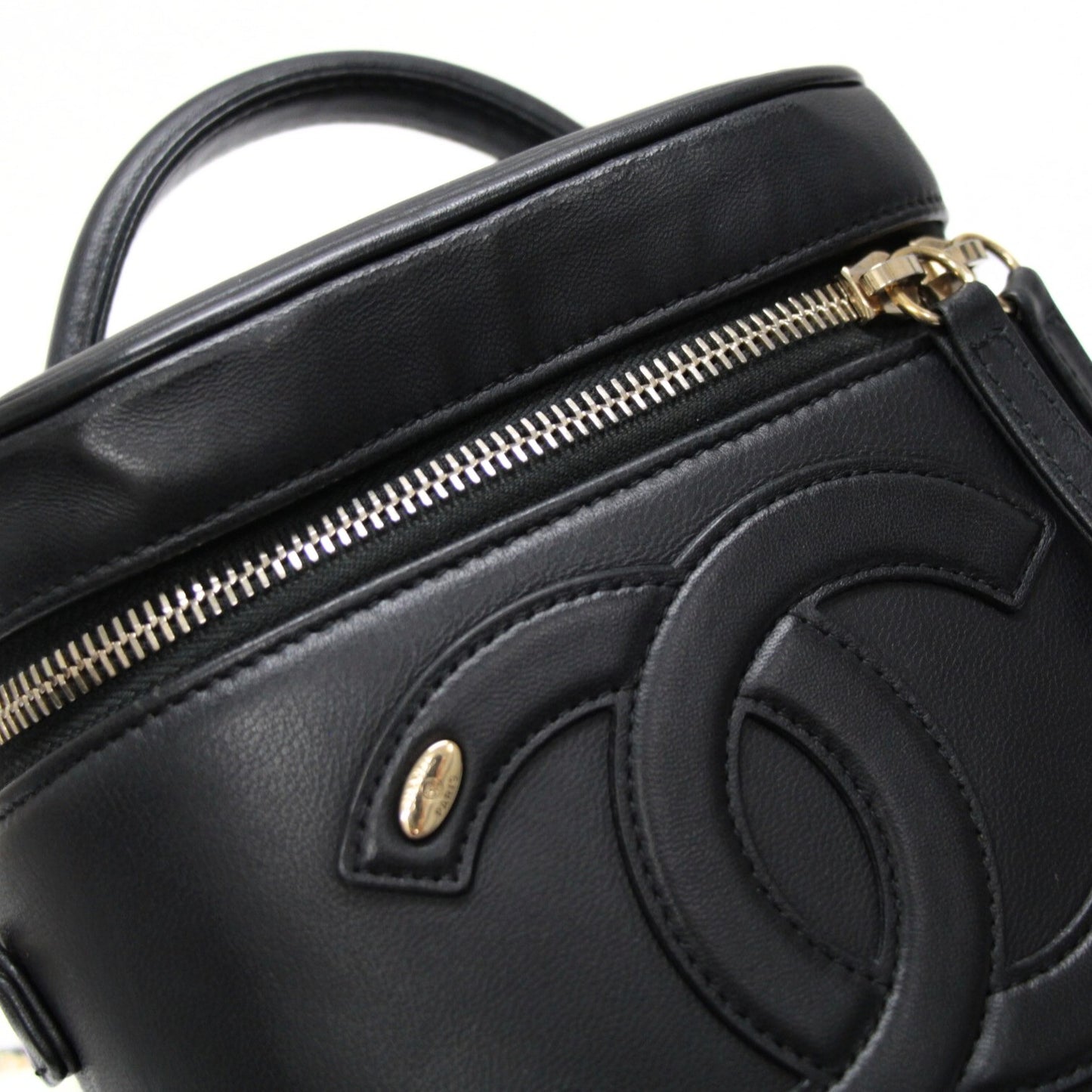 CHANEL Coco Mark Vanity Chain Black Lambskin Shoulder Bag Size ONE SIZE