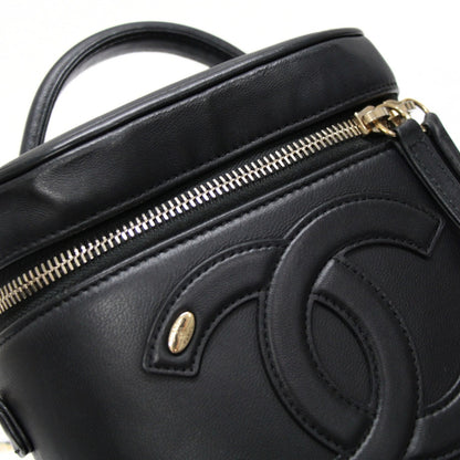 CHANEL Coco Mark Vanity Chain Black Lambskin Shoulder Bag Size ONE SIZE