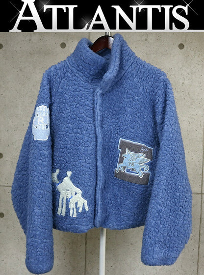 ERL 25AW Patched Fur Jacket Blue Size L