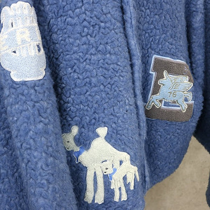 ERL 25AW Patched Fur Jacket Blue Size L