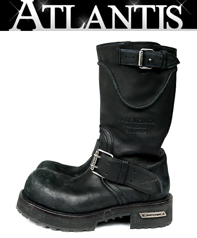 BALENCIAGA Venom Leather Long Boots Black Size EU 42