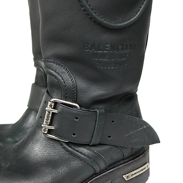BALENCIAGA Venom Leather Long Boots Black Size EU 42