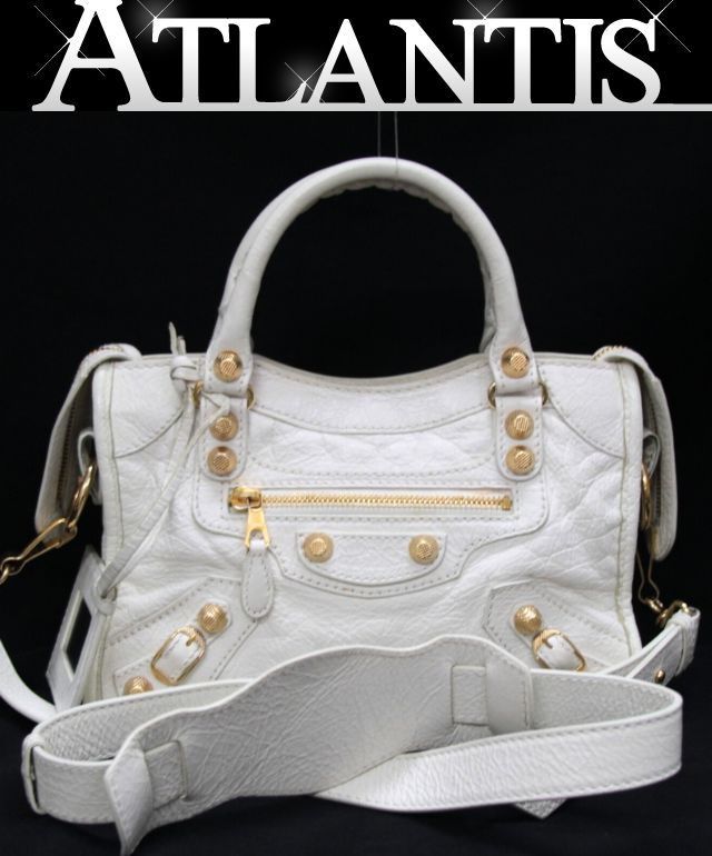 BALENCIAGA Giant Mini City 2-Way Bag White Size ONE SIZE