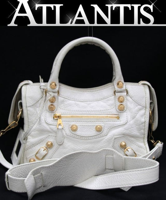 BALENCIAGA Giant Mini City 2-Way Bag White Size ONE SIZE