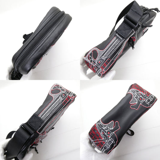 Supreme 26SS Guns Embroidered Leather Shoulder Bag Black