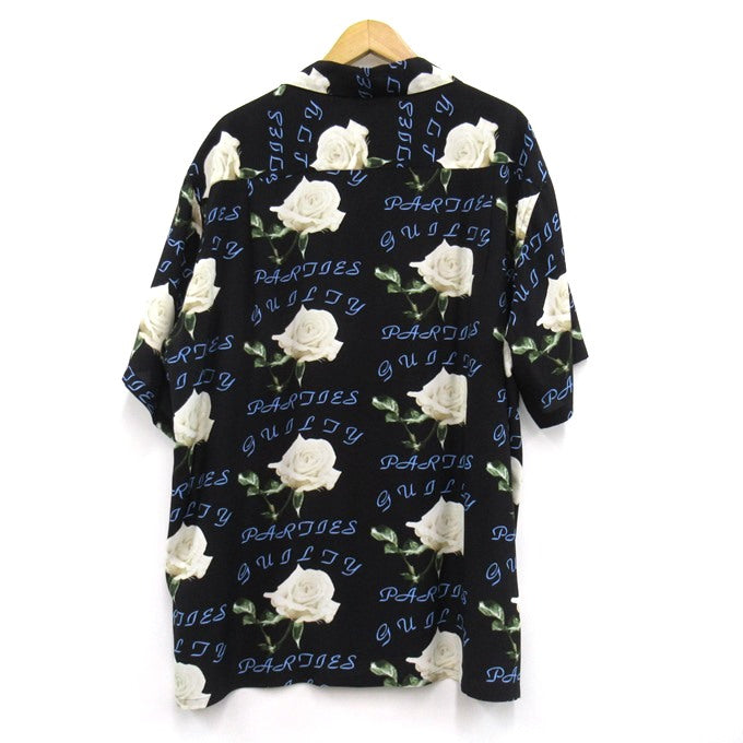 WACKO MARIA 21SS Rayon Rose Hawaiian Shirt Black Size XL