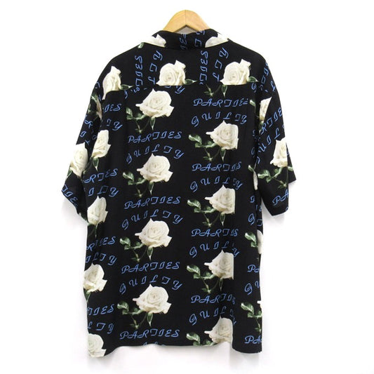 WACKO MARIA 21SS Rayon Rose Hawaiian Shirt Black Size XL