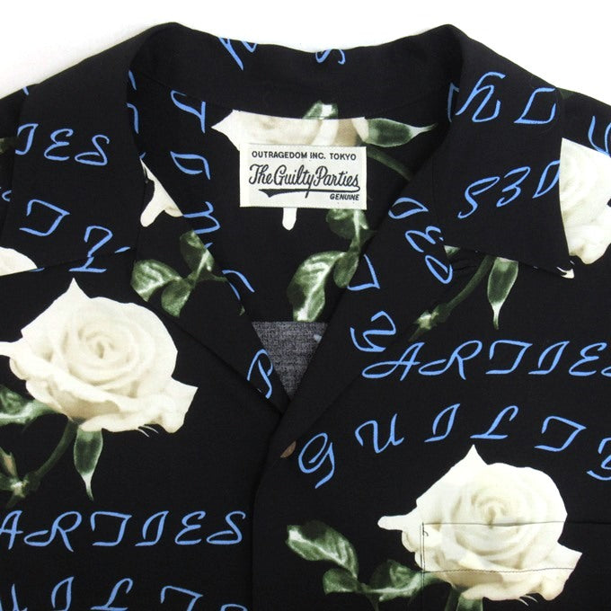 WACKO MARIA 21SS Rayon Rose Hawaiian Shirt Black Size XL
