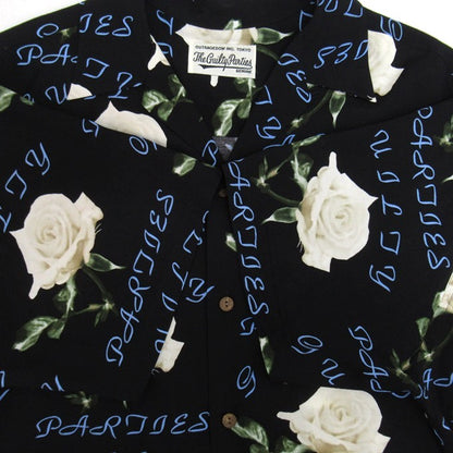 WACKO MARIA 21SS Rayon Rose Hawaiian Shirt Black Size XL
