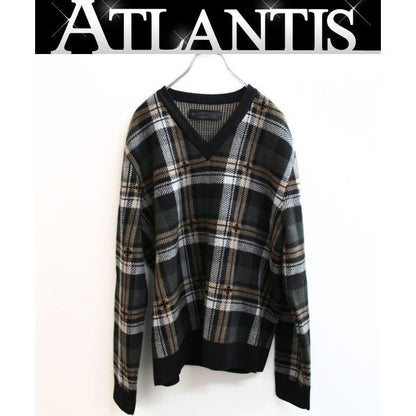 CHROME HEARTS Big City Check V-Neck Knit Sweater Size XL