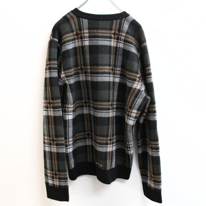 CHROME HEARTS Big City Check V-Neck Knit Sweater Size XL