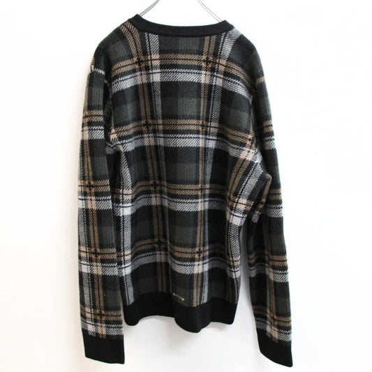 CHROME HEARTS Big City Check V-Neck Knit Sweater Size XL