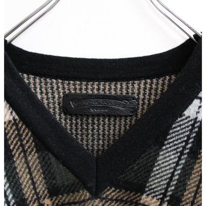 CHROME HEARTS Big City Check V-Neck Knit Sweater Size XL