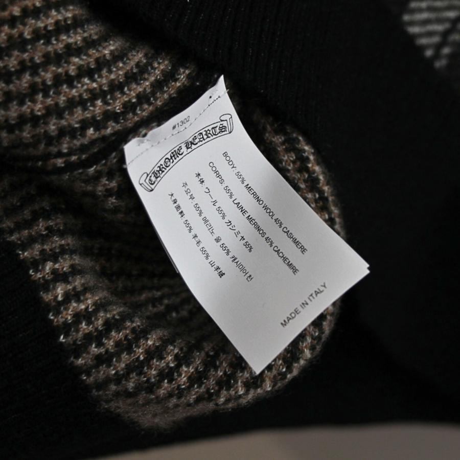 CHROME HEARTS Big City Check V-Neck Knit Sweater Size XL